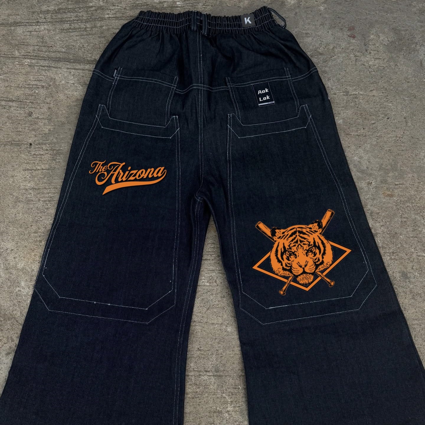 BAGGOUT Tiger print black jeans casual wide-leg slacks