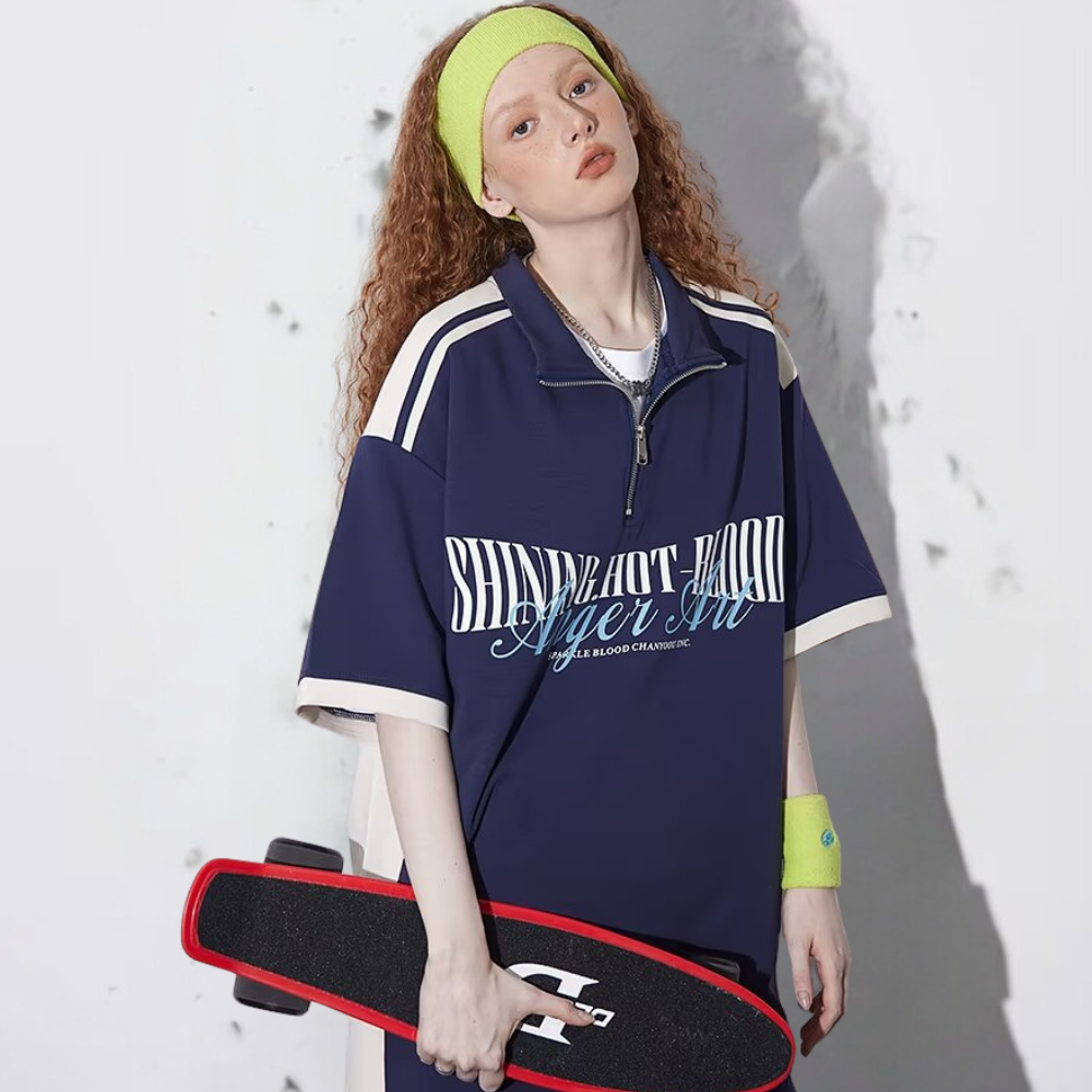Retro Outdoor Stand Collar POLO Shirt