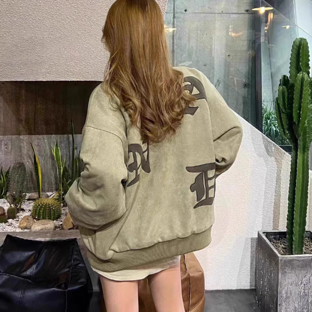 Vintage Patch Embroidered Suede Jacket