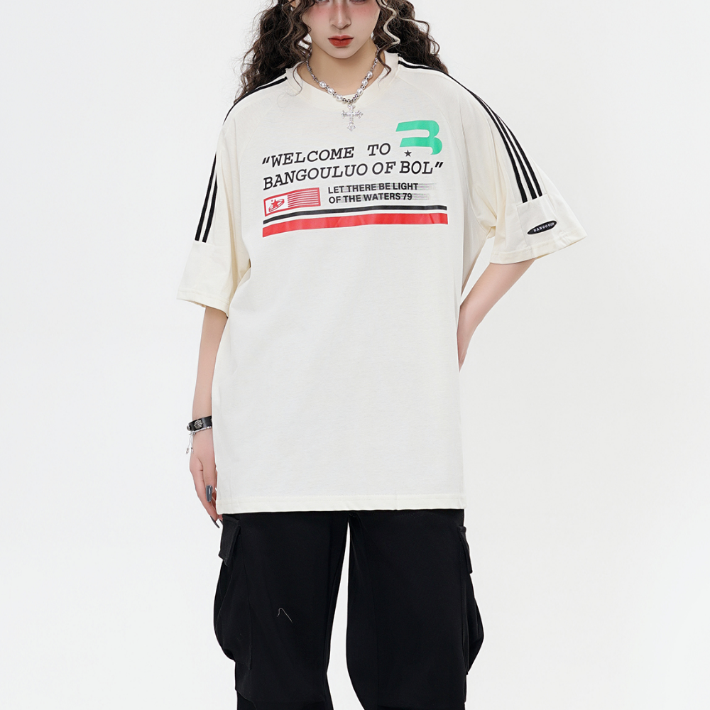 High Street Striped Letter T-Shirt
