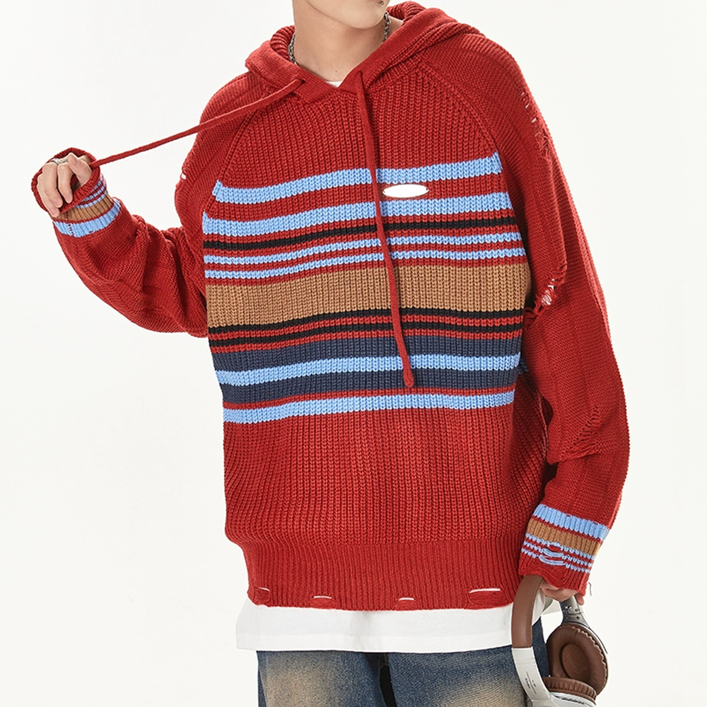 Preppy Striped Hooded Hoodies