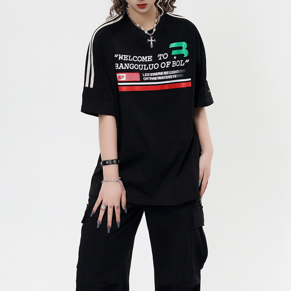 High Street Striped Letter T-Shirt