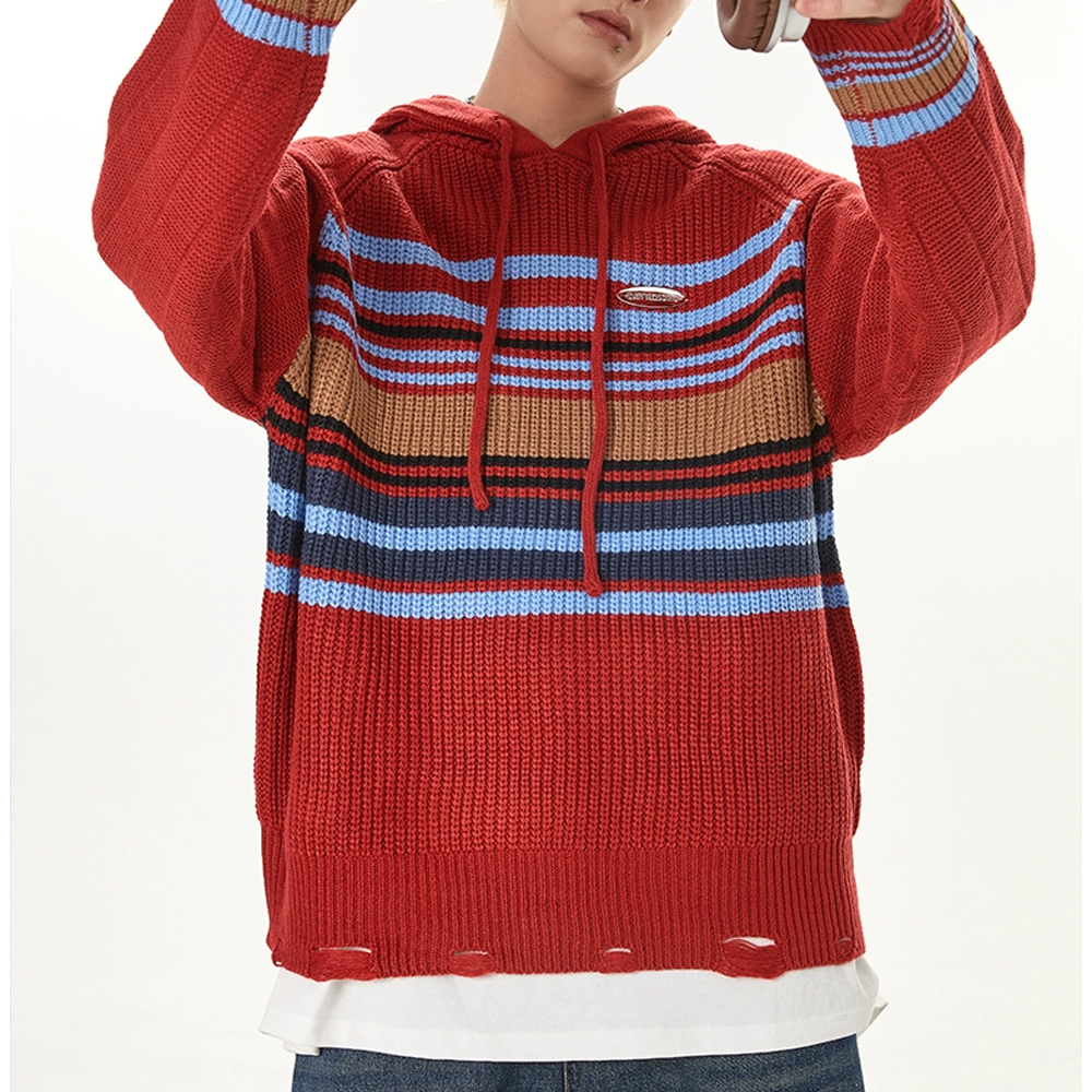 Preppy Striped Hooded Hoodies