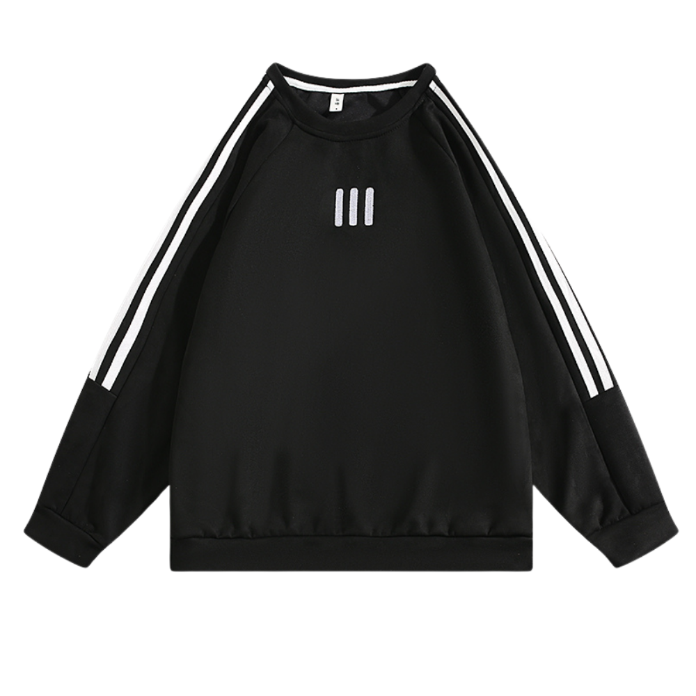 Sport Striped Embroidered Suede Sweatshirt