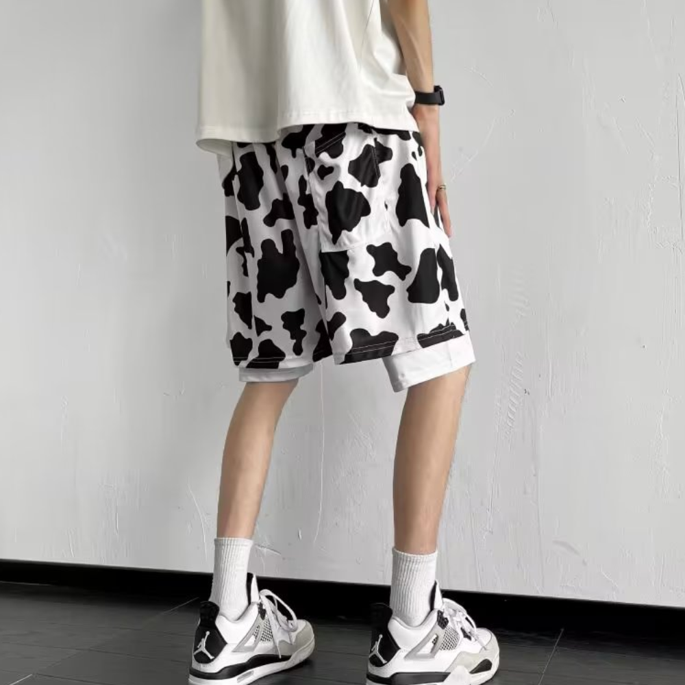 Casual Cow Leopard Drawstring Shorts