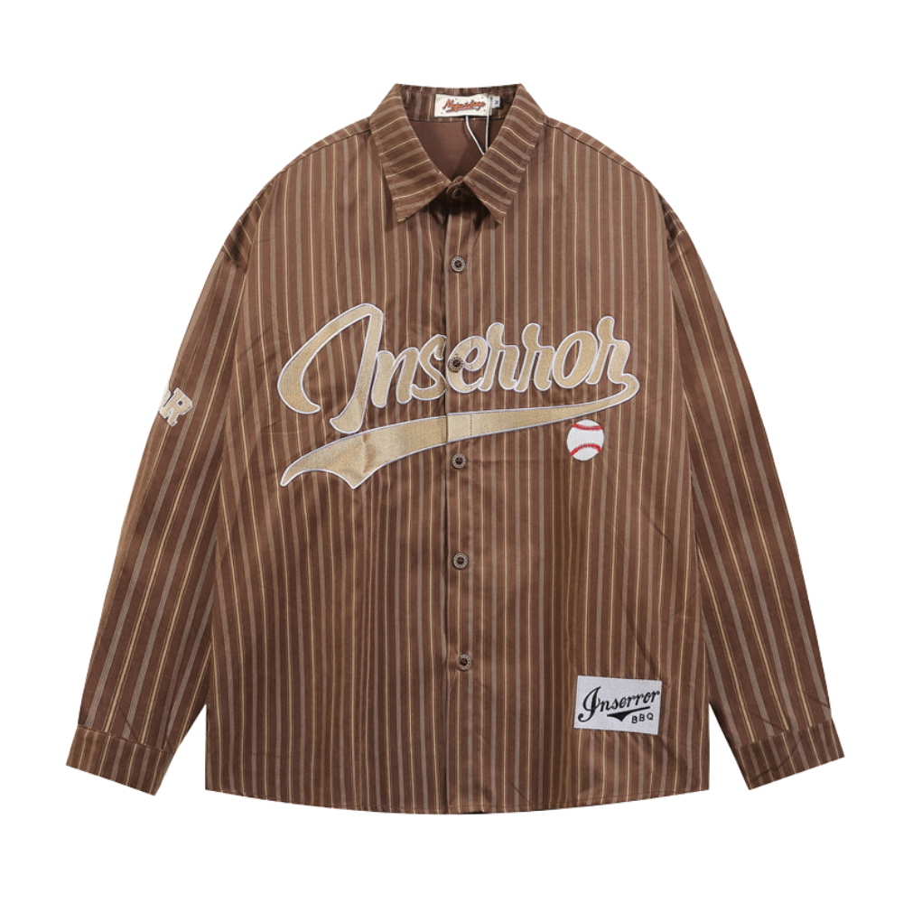 Vintage Baseball Letters Embroidered Shirt
