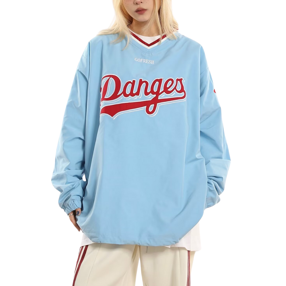 Classic V-neck Patch Embroidered Sweatshirt