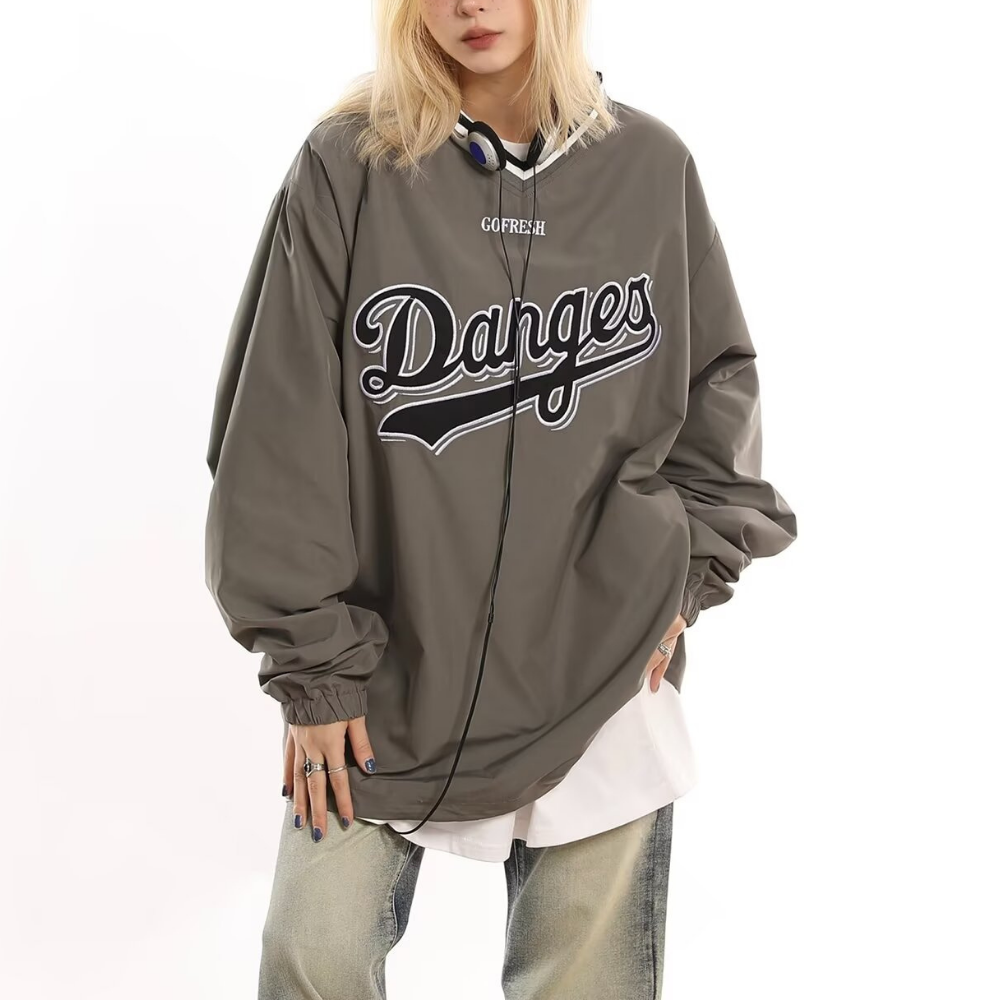 Classic V-neck Patch Embroidered Sweatshirt