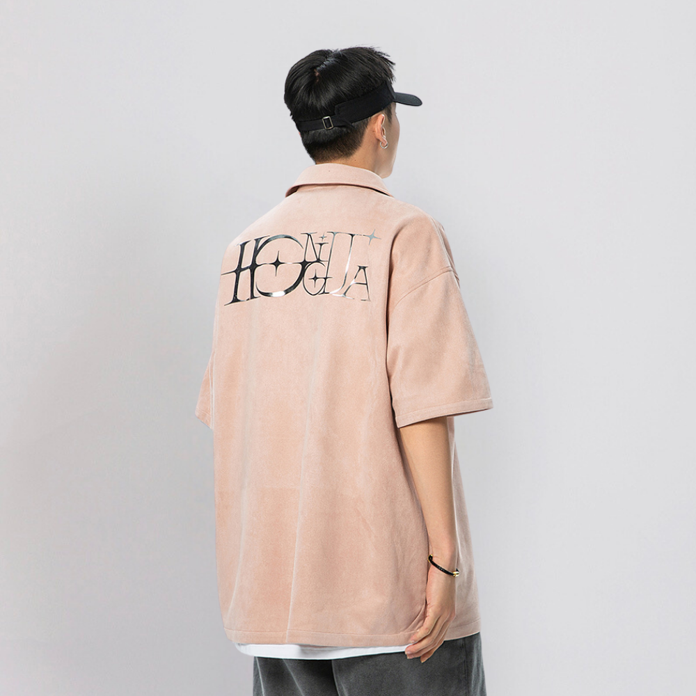 American Suede Reflective Lettering Shirt