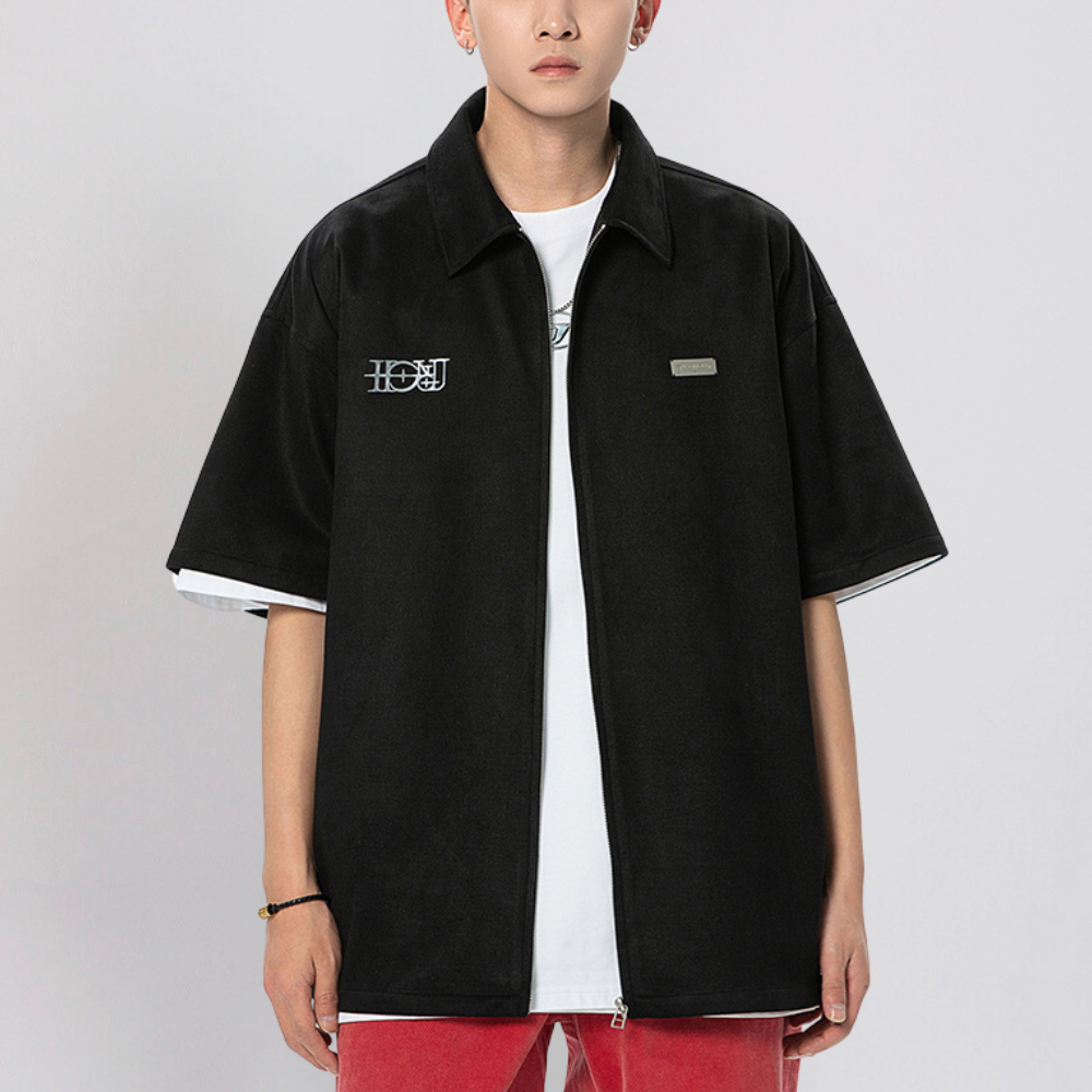 American Suede Reflective Lettering Shirt