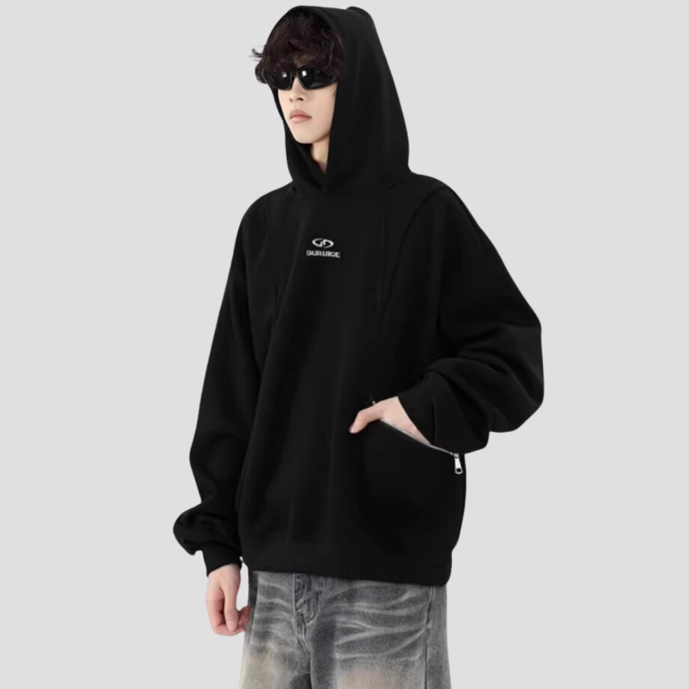 Heavy Dual Zip Embroidered Hoodie