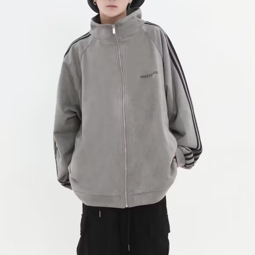 Regular Striped Suede Jacket