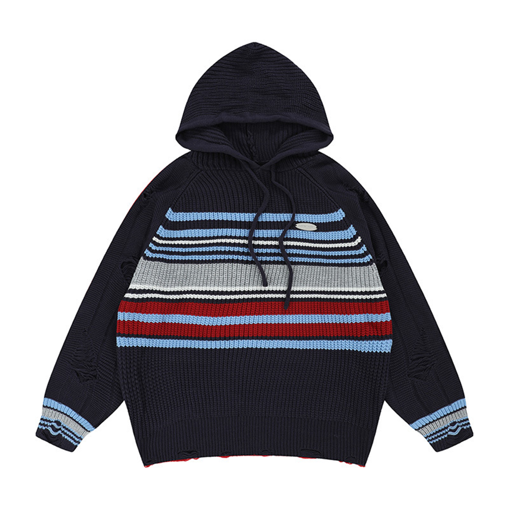 Preppy Striped Hooded Hoodies