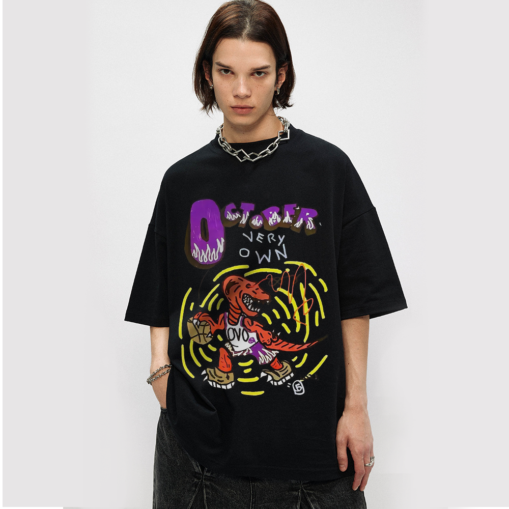Basketball Team Dinosaur Round Neck T-shirt