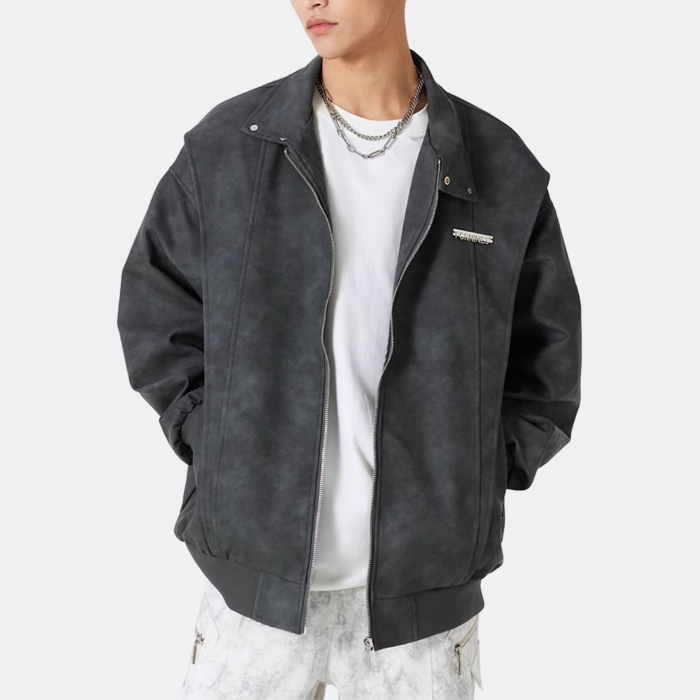 Design Patchwork Embroidered Suede Jacket