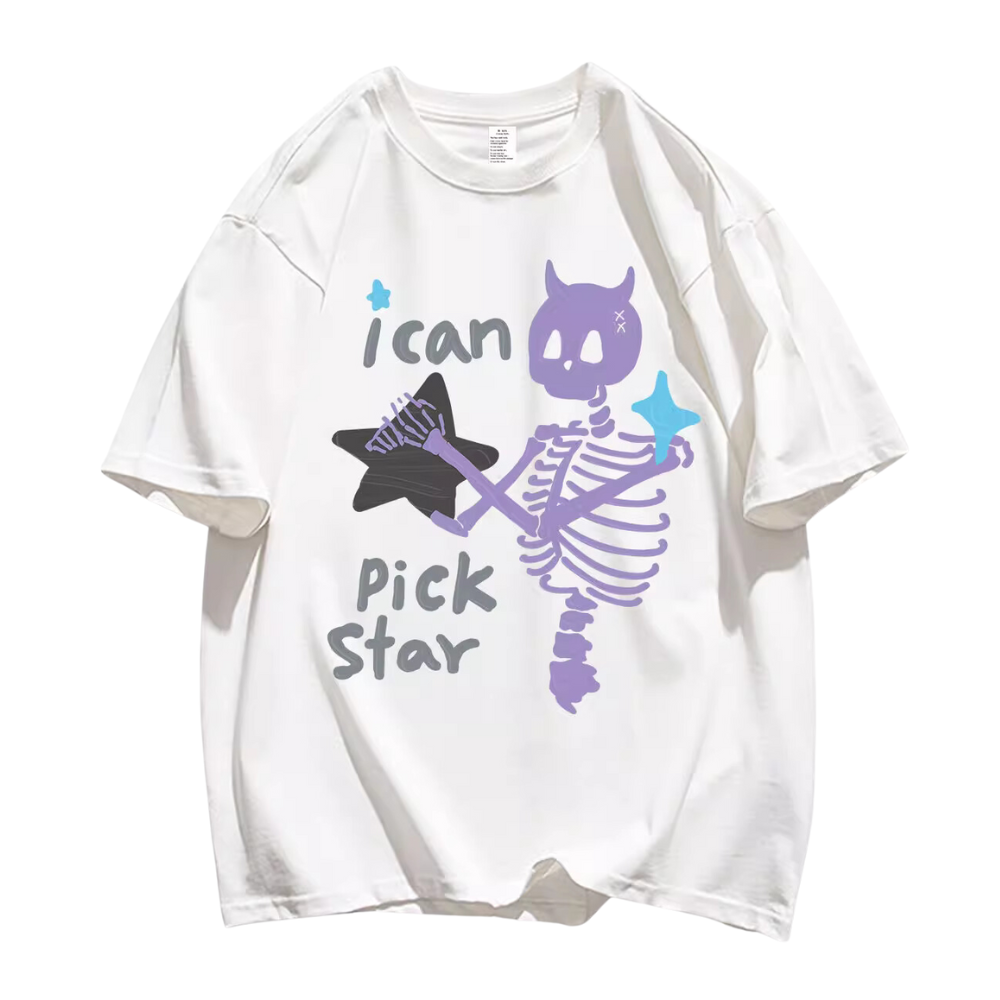 Dark Skull Star Print T-Shirt