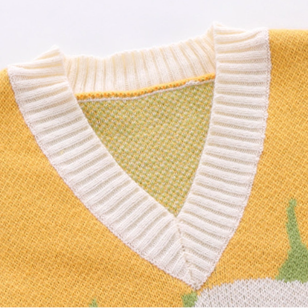 Color Contrast Love Jacquard Knit Vest