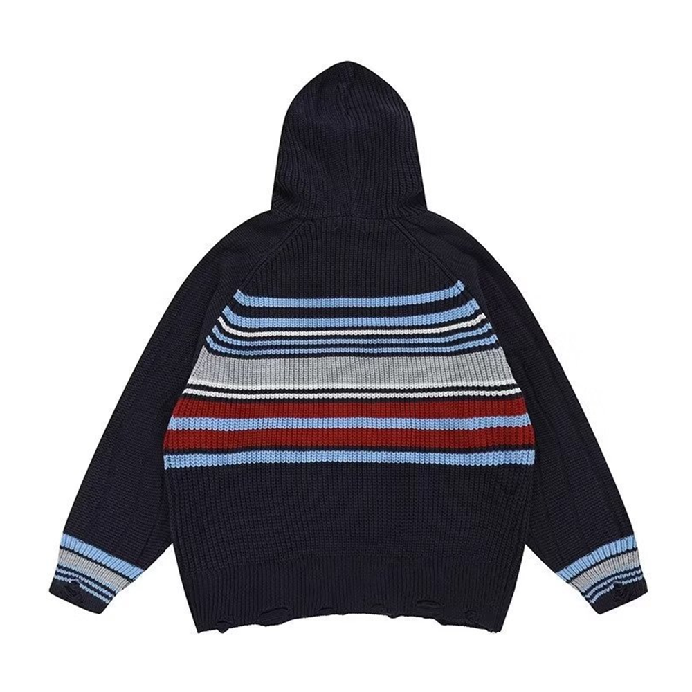 Preppy Striped Hooded Hoodies