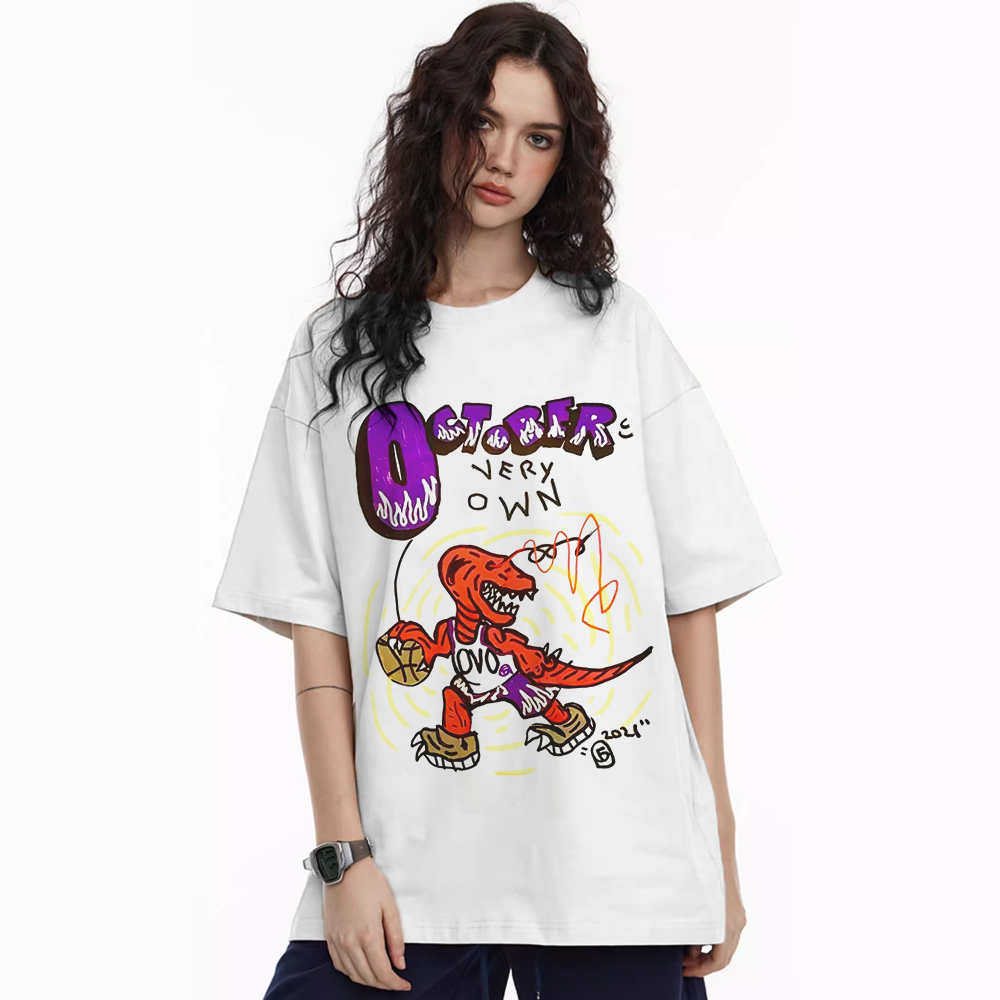 Basketball Team Dinosaur Round Neck T-shirt