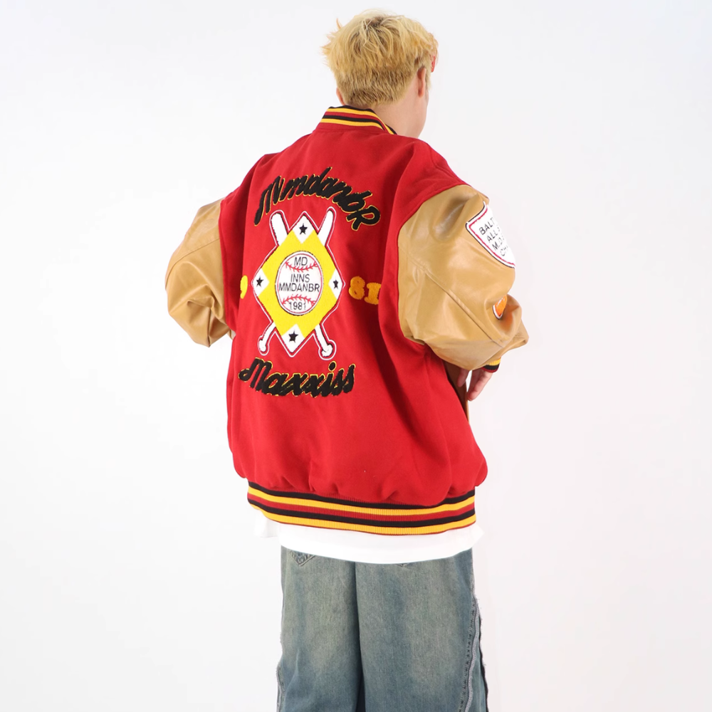 Towel Embroidered PU Splicing Jacket