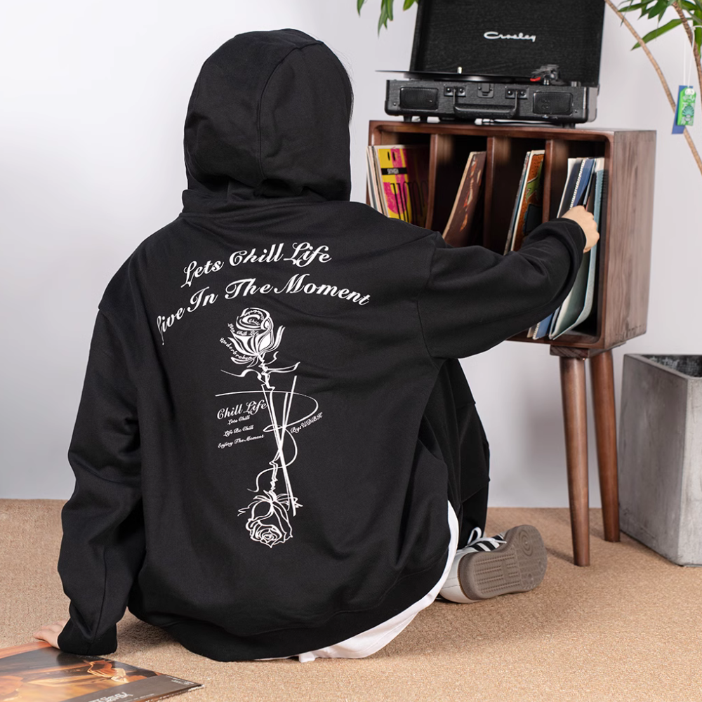 Retro Rose Lettering Hoodie