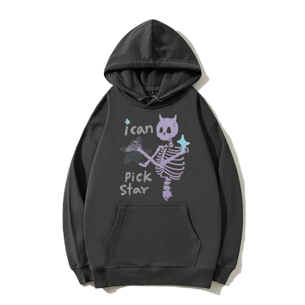 Dark Skull Star Print Hoodie