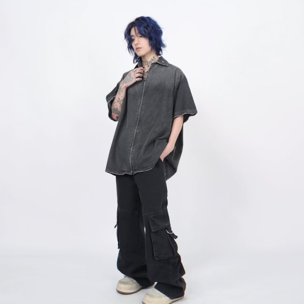 High Street Gradient Washed Denim Shirt