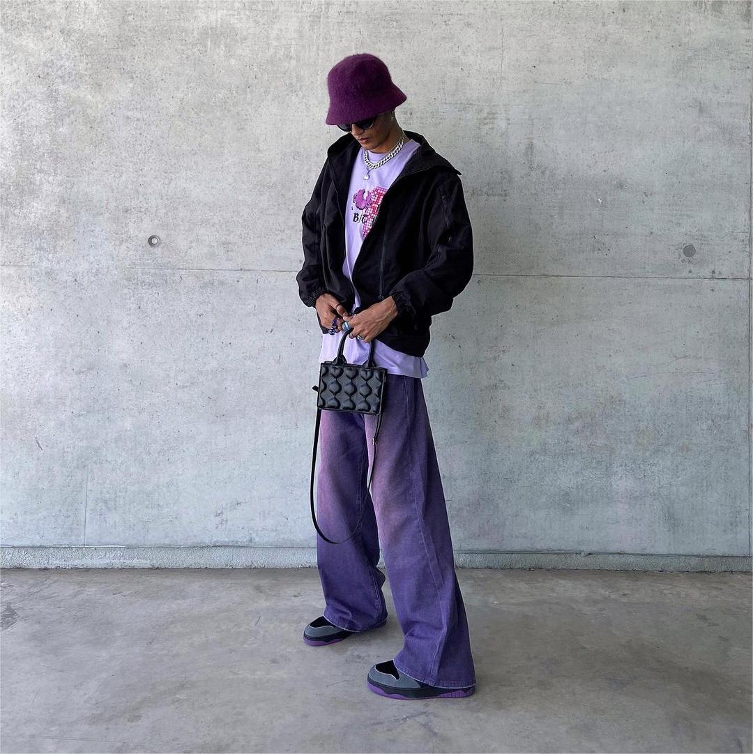 DF |Fading Straight Leg Purple Jeans