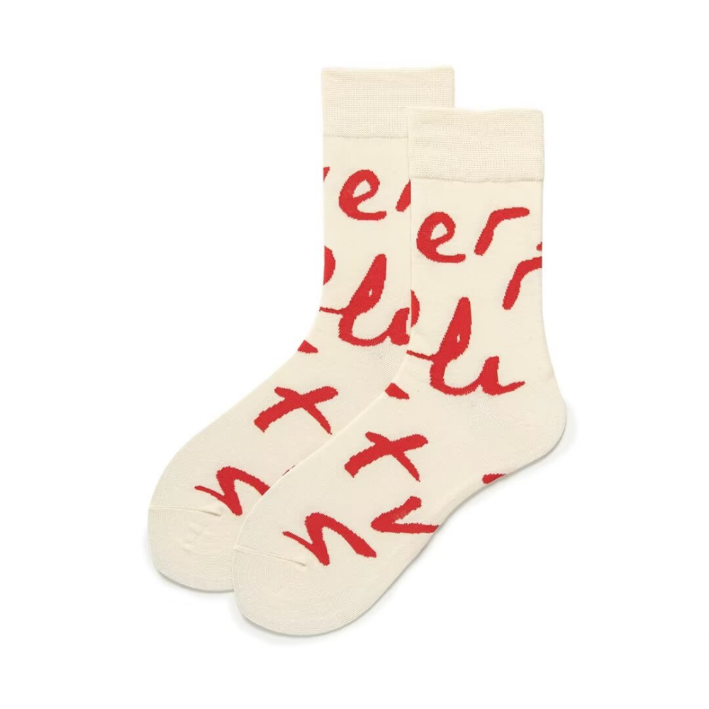 Retro Bold Contrast Color Letter Socks