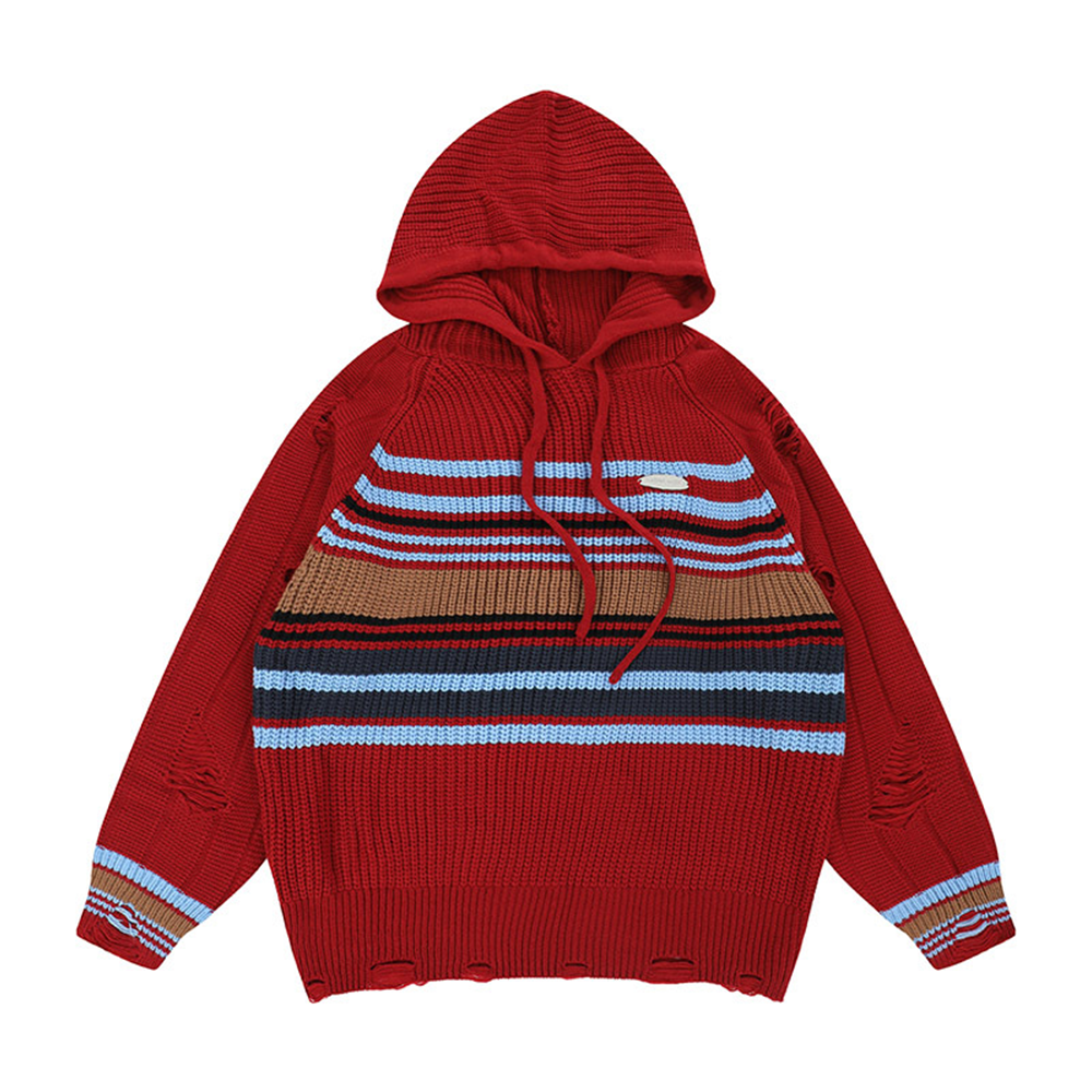Preppy Striped Hooded Hoodies