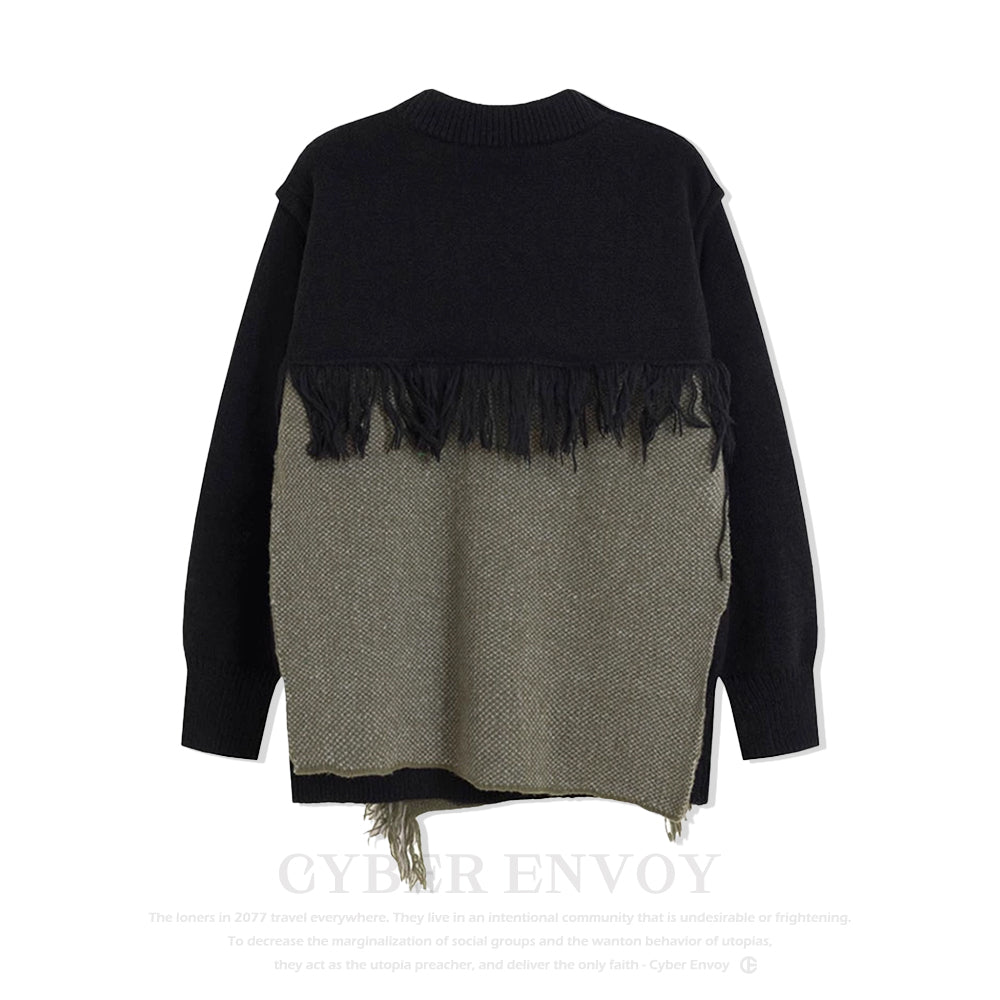 CE | Heavy Design Tassel Splicing Sweater