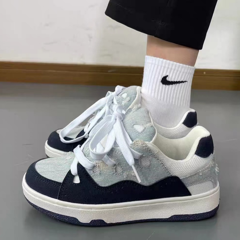 Street Denim Distressed Sneakers