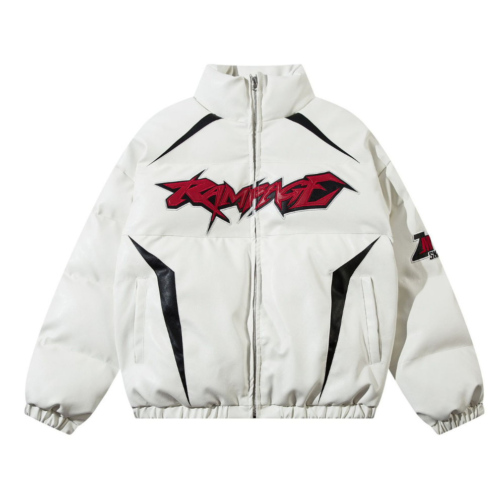 Motorcycle Flame Letter Patch LeatherCoat