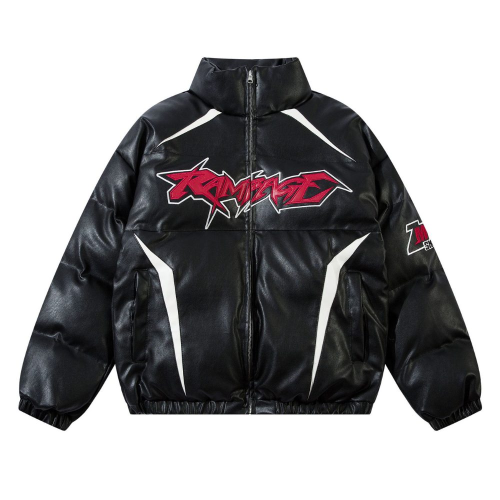 Motorcycle Flame Letter Patch LeatherCoat