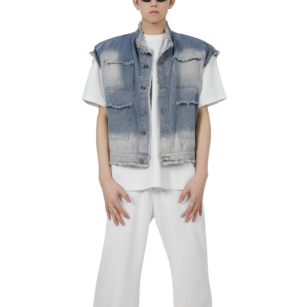 American Street Frayed Denim Vest
