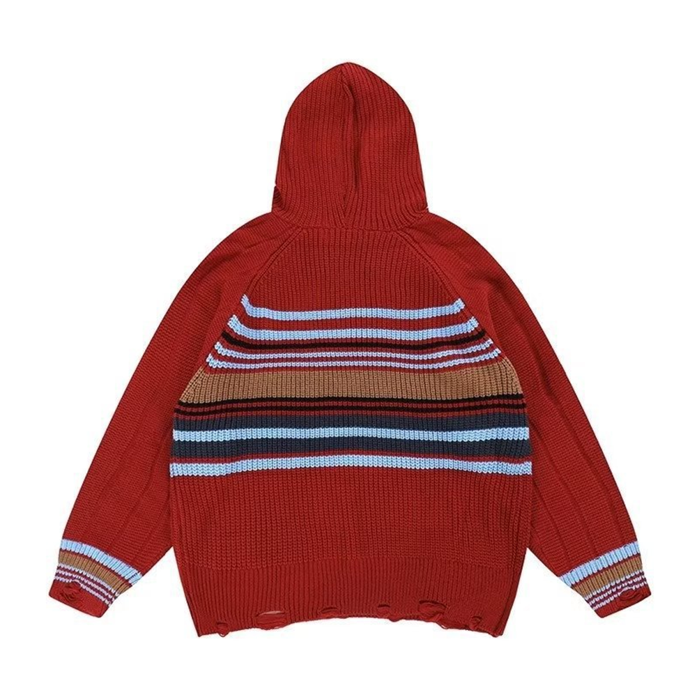 Preppy Striped Hooded Hoodies