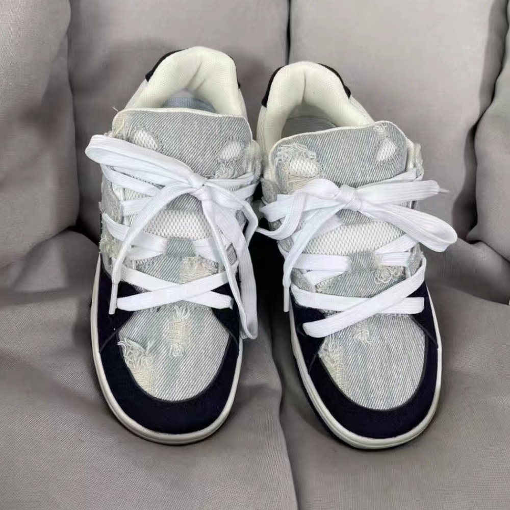 Street Denim Distressed Sneakers