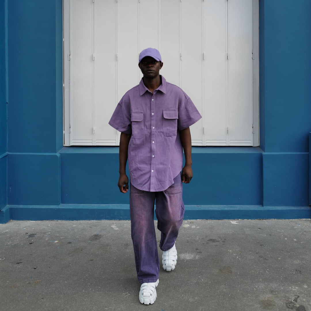 DF |Fading Straight Leg Purple Jeans