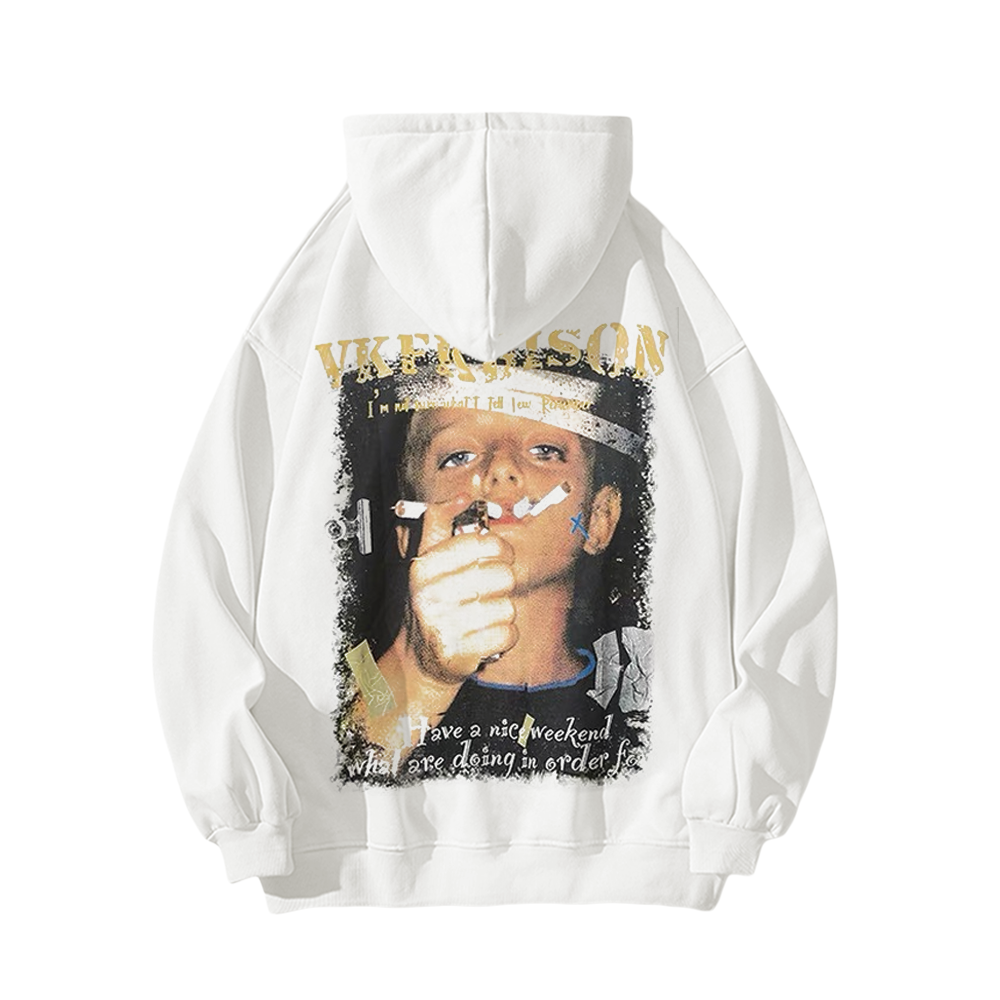 Street Smoking Boys Print Hoodie