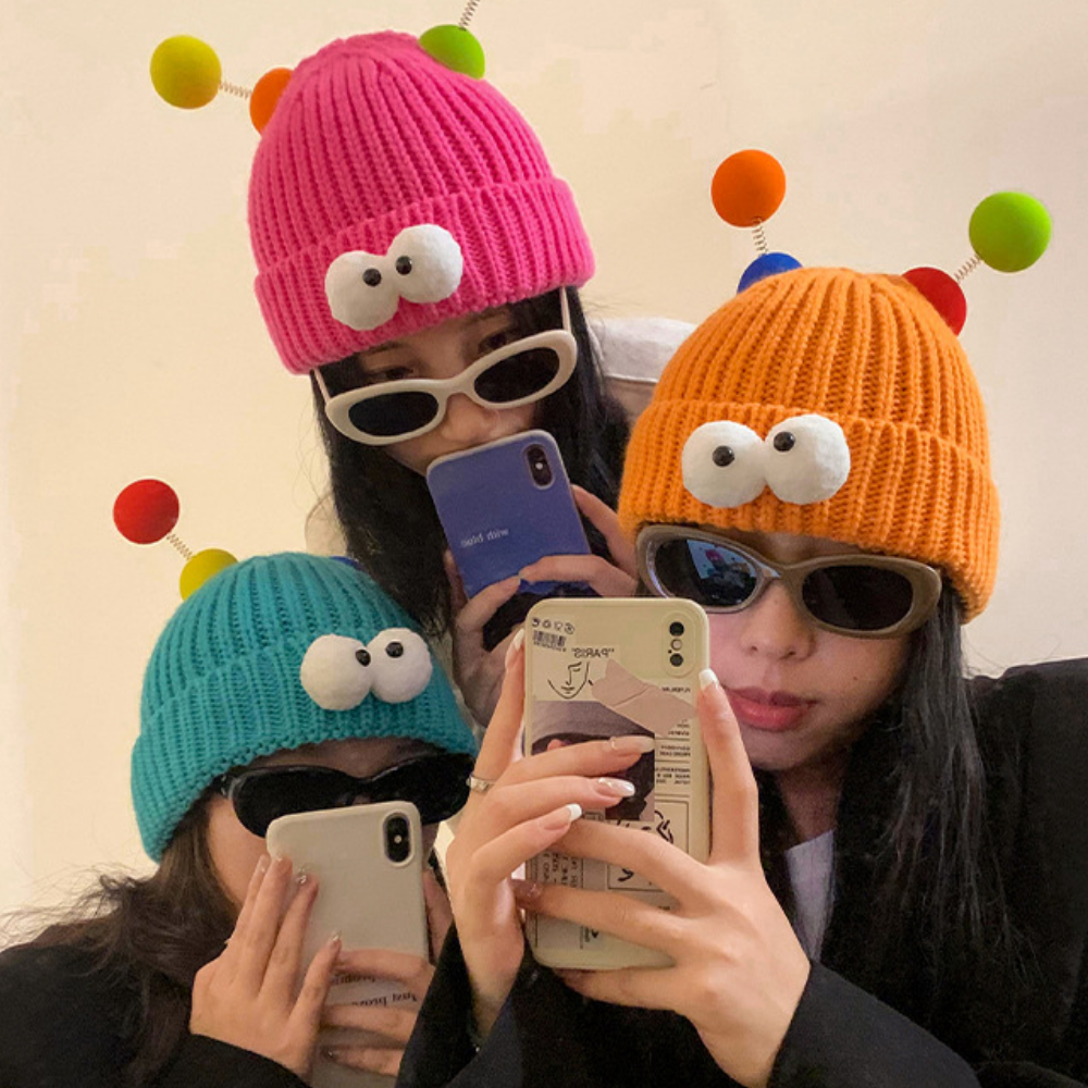 Cartoon Big Eyed Monster Knitted Hat