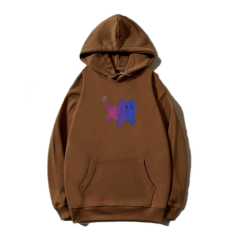 Colorblock Kitten Print Hoodie