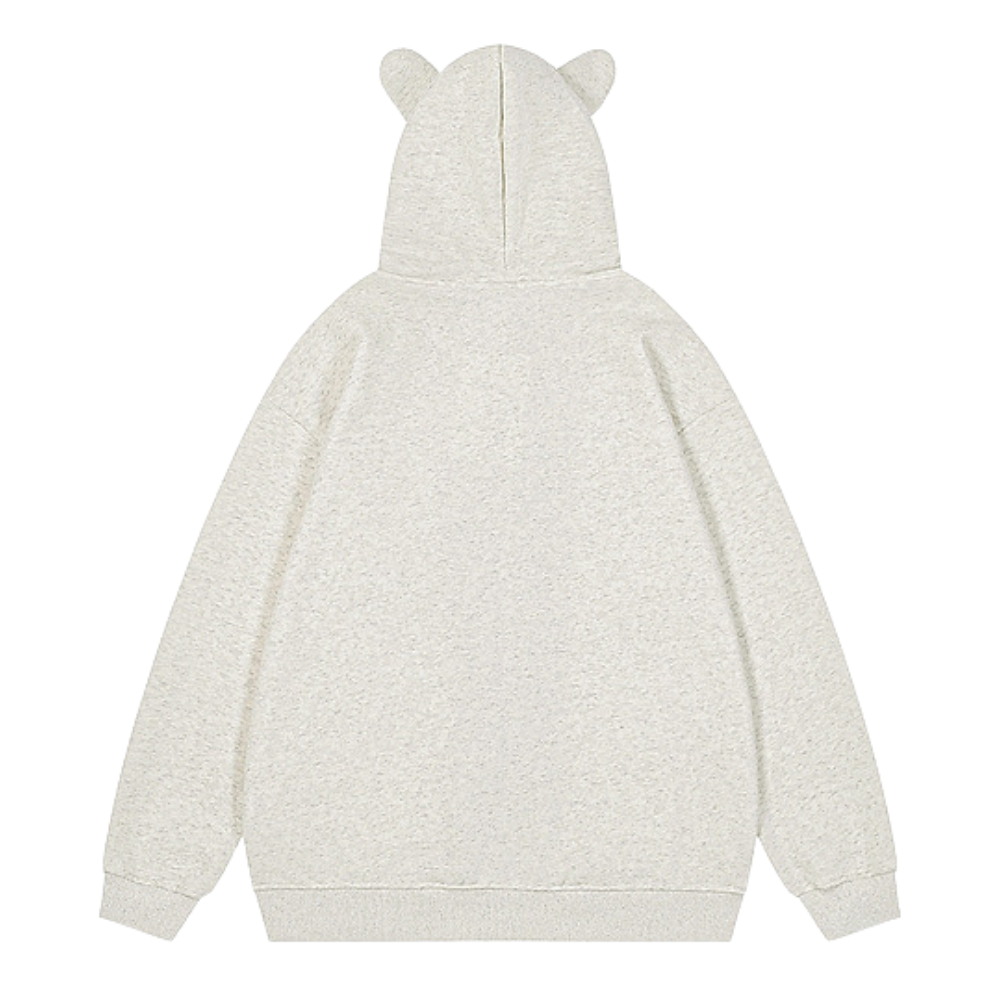 Designer Ear Leopard Print Zip Hoodie