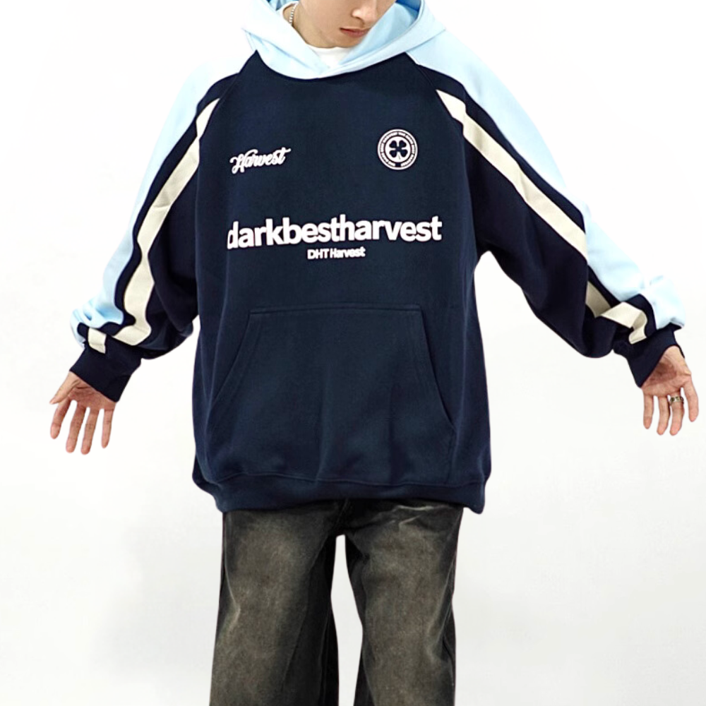 Sports Print Contrasting Colors Hoodie