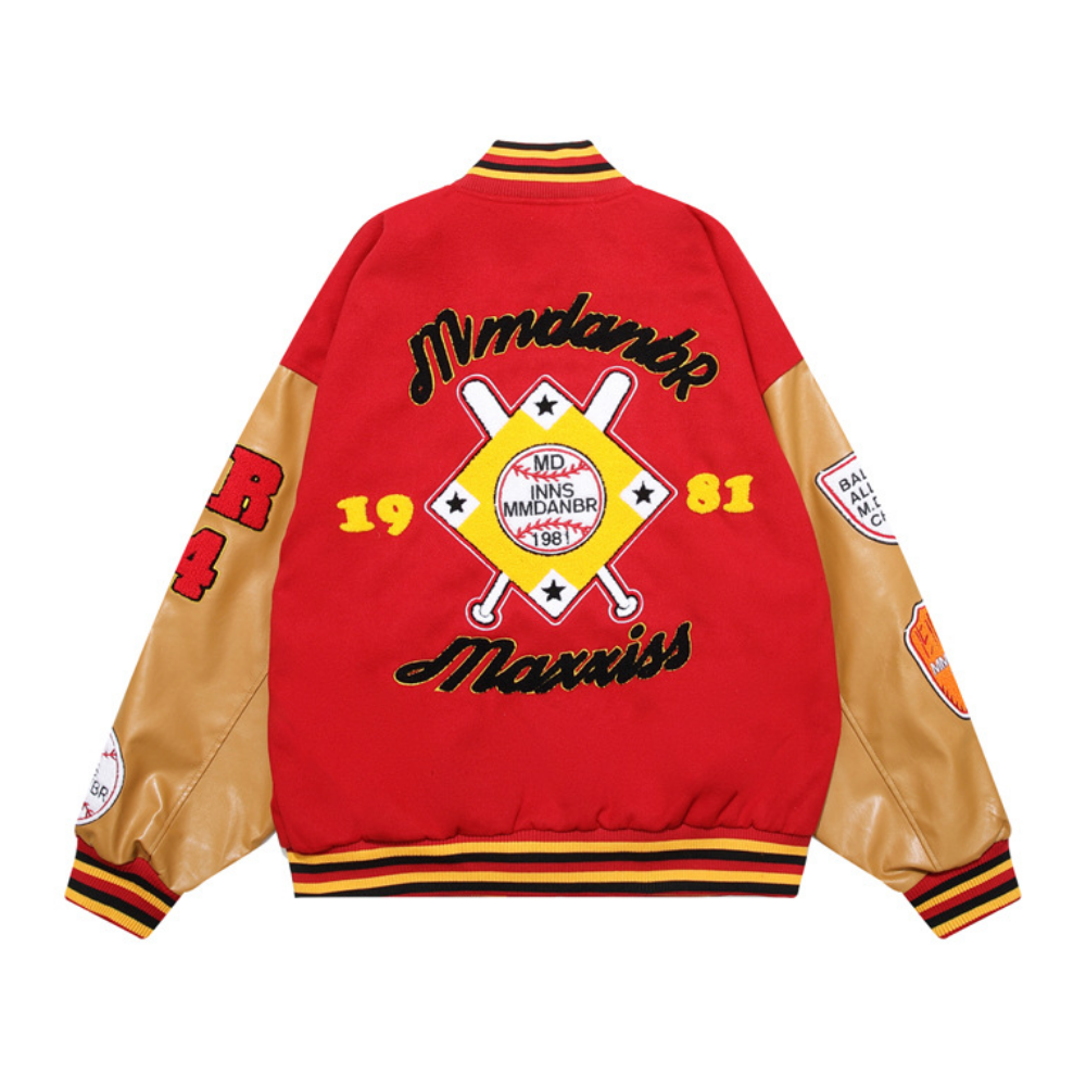 Towel Embroidered PU Splicing Jacket