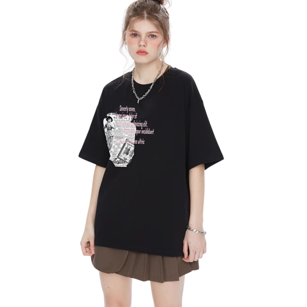 Vintage Newspaper Print T-shirt