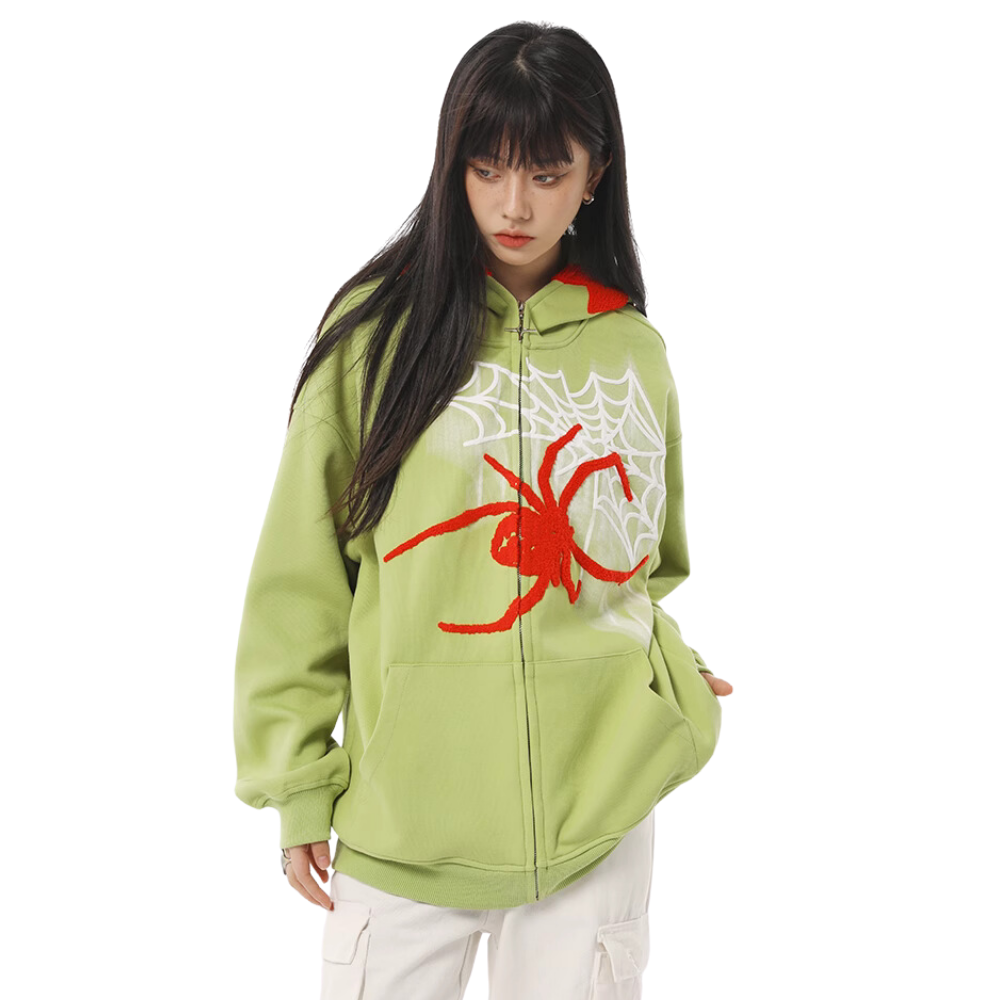 Devil Horn Spider Embroidered Hoodie