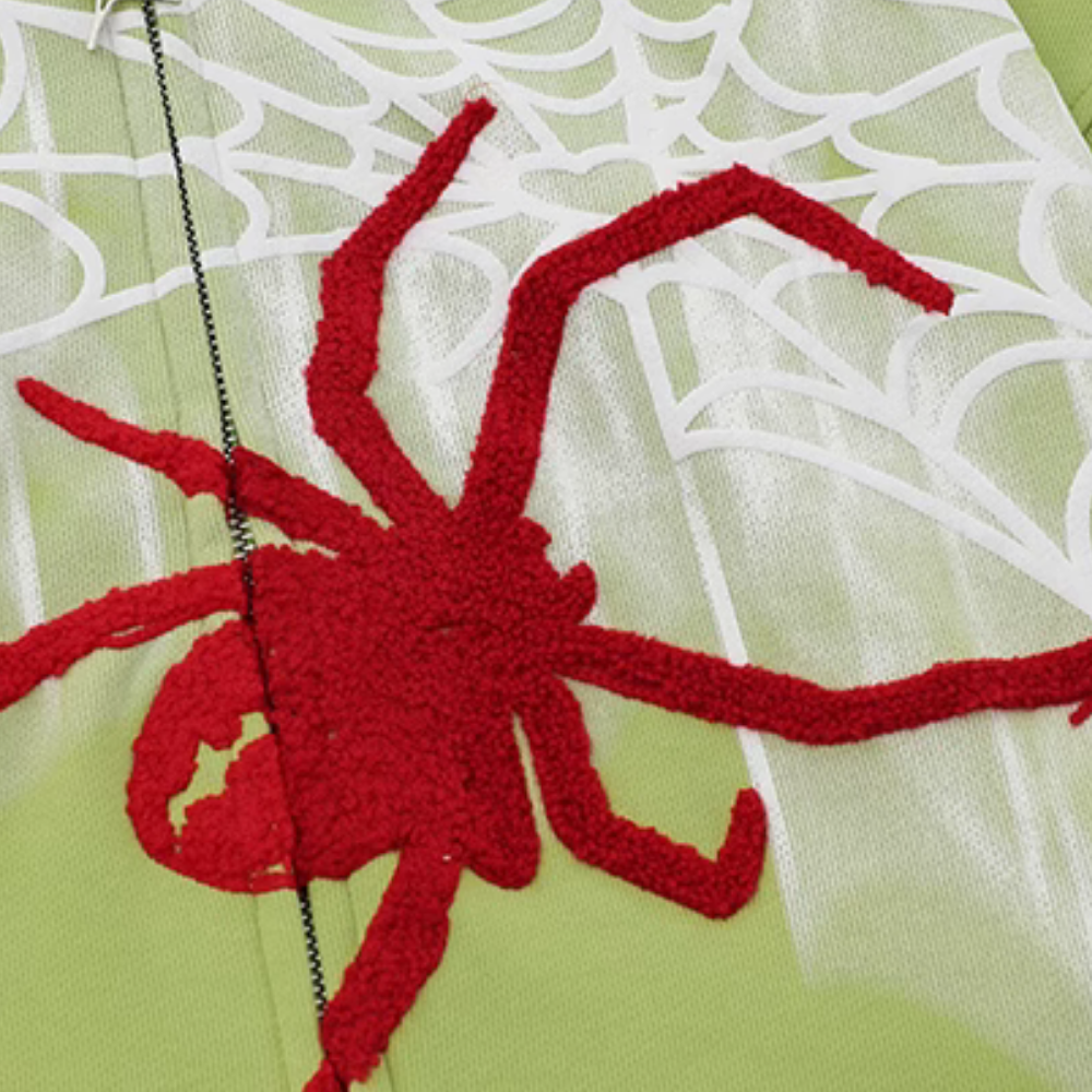 Devil Horn Spider Embroidered Hoodie