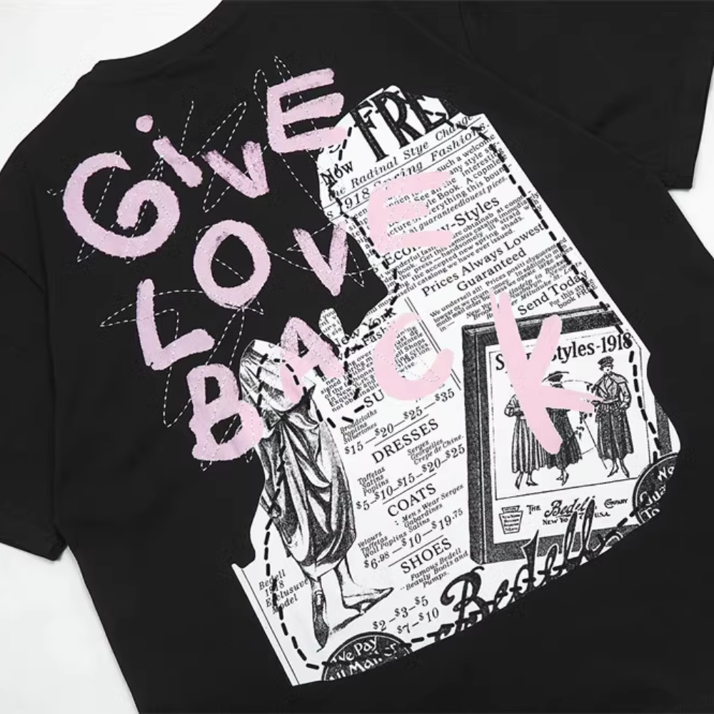 Vintage Newspaper Print T-shirt