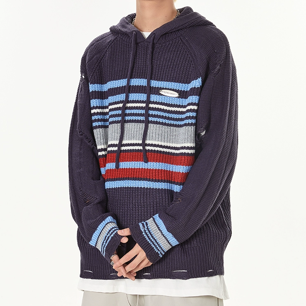 Preppy Striped Hooded Hoodies