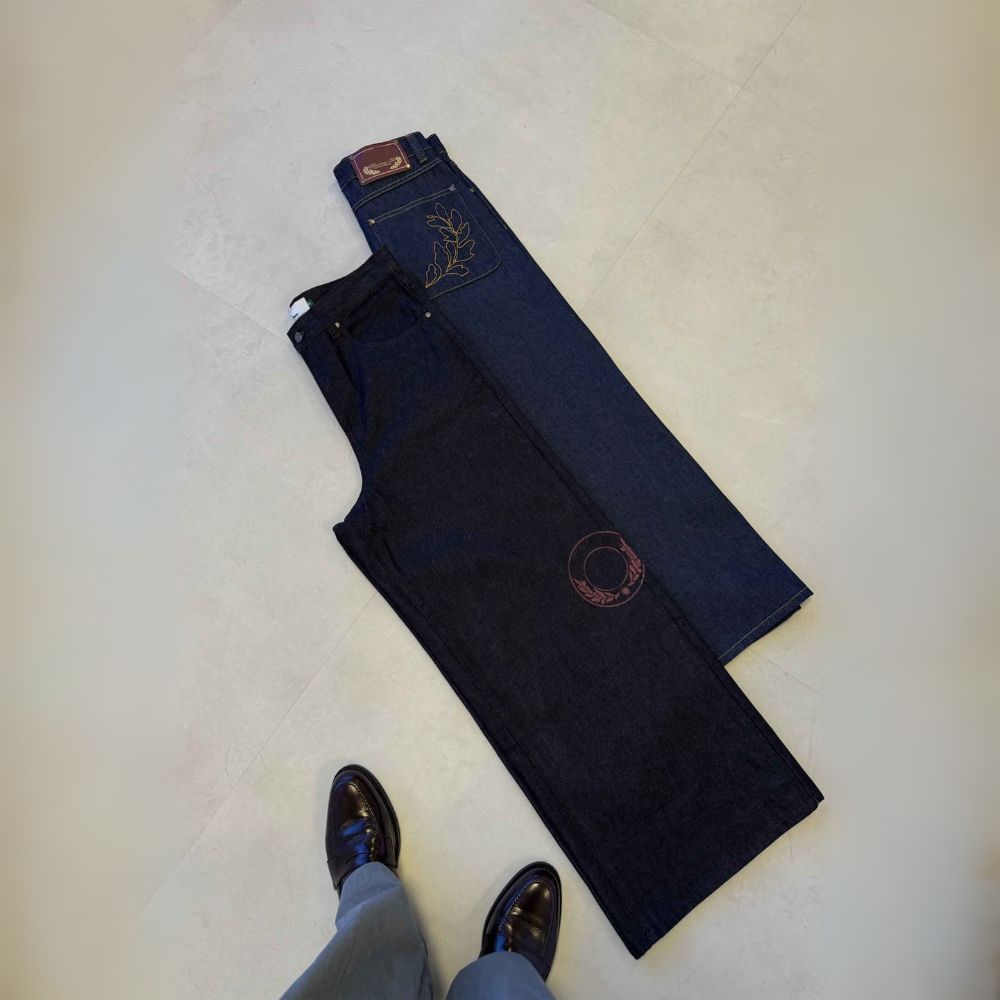 BAGGOUT Trendy Retro Washed Hip-Hop Pattern Jeans